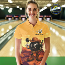 Load image into Gallery viewer, Funny Bowling Cowboy gun desert Womens Bowling Polo, 1/4 Zip Shirts Custom Funny bowling team jerseys NQS11127