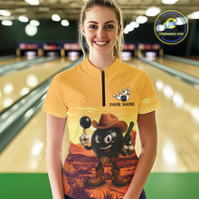Load image into Gallery viewer, Funny Bowling Cowboy gun desert Womens Bowling Polo, 1/4 Zip Shirts Custom Funny bowling team jerseys NQS11127