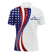 Load image into Gallery viewer, Red, White and Blue American Flag Mens golf polos shirts custom patriotic team mens golf tops NQS9259