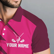 Load image into Gallery viewer, Men golf polo shirts pink lightning custom name and team name golf shirt, golfing gifts NQS9428