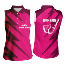 Load image into Gallery viewer, Women sleeveless polo shirt pink lightning custom name and team name golf shirt, golfing gifts NQS9428