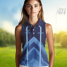 Load image into Gallery viewer, Sleeveless Golf polo shirts For Women custom team ladies golf top, unique golf gifts | Blue NQS10015
