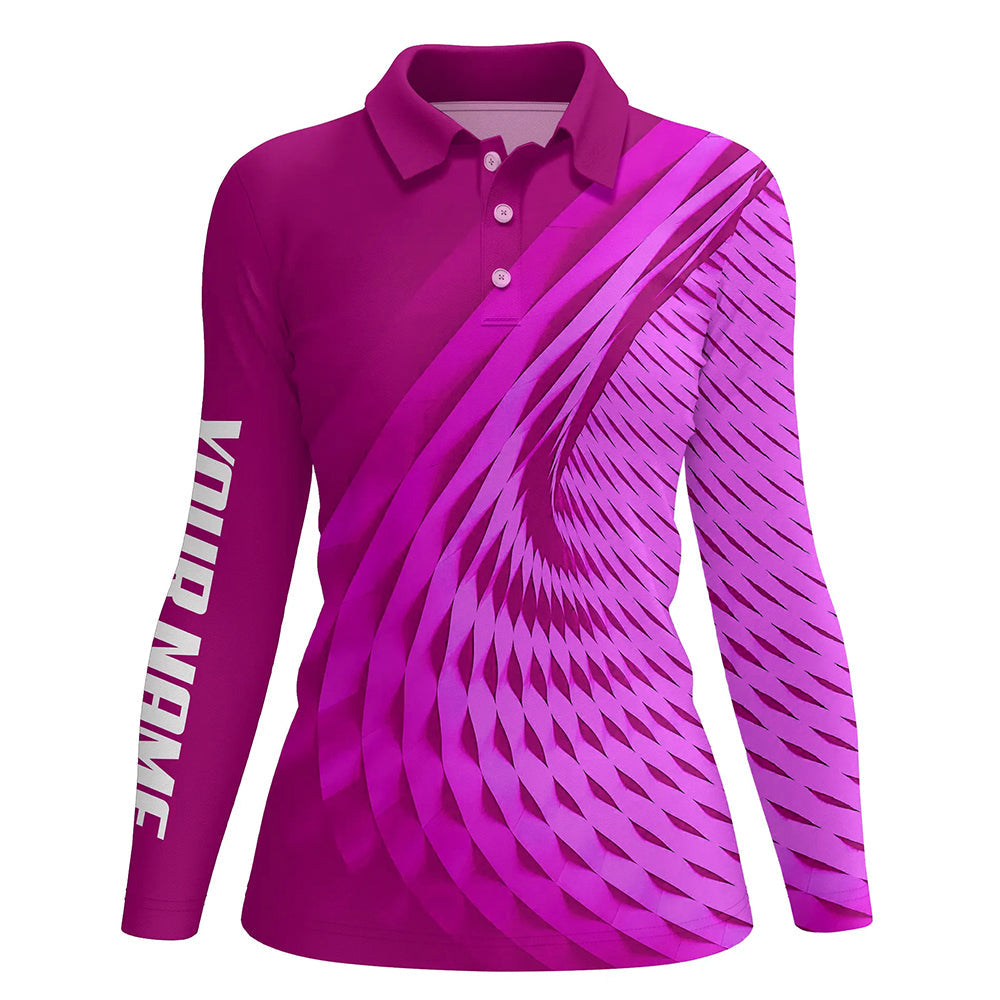 Womens golf polo shirts custom pink pattern sport female golf attire, personalized golf gifts NQS8121