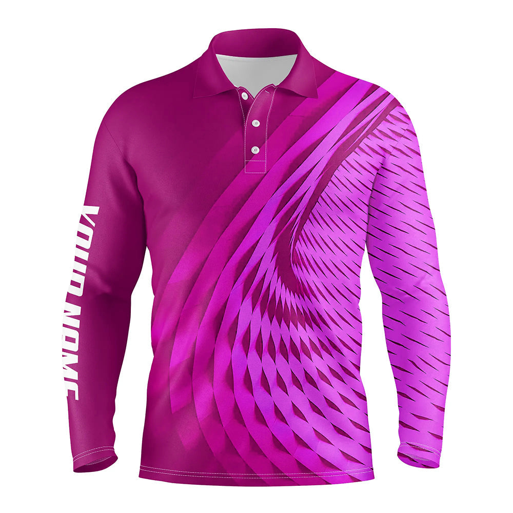 Mens golf polo shirts custom pink pattern sport male golf attire for men, personalized golf gifts NQS8121