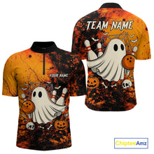 Load image into Gallery viewer, Custom Orange Boo Bowling Men Polo, Quarter Zip Shirts Bowling League Team Jerseys Halloween Outfits NQS10523