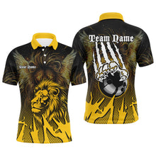 Load image into Gallery viewer, Black and Yellow Lion Bowling Polo, Quarter Zip Shirts For Men Custom Team Lion Bowling Jerseys NQS9034