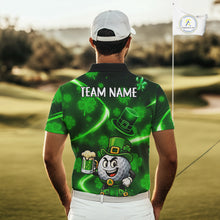 Load image into Gallery viewer, Green shamrock pattern Funny Golf Polo Shirt For Men Custom St Patrick&#39;s Day Lucky men&#39;s golf outfit NQS11134
