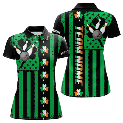 Black and Green American flag Irish Women bowling shirts Custom St Patrick Day Bowling Team Jersey NQS9612