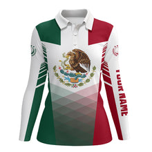Load image into Gallery viewer, Mexican Flag Womens golf polo shirts custom Mexico golf outfit women, unique ladies golf apparel NQS7356