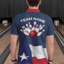 Load image into Gallery viewer, Men&#39;s bowling Polo, Quarter Zip shirts Custom name Texas flag vintage Bowling Team Bowlers Jerseys NQS9768