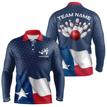 Load image into Gallery viewer, Men&#39;s bowling Polo, Quarter Zip shirts Custom name Texas flag vintage Bowling Team Bowlers Jerseys NQS9768