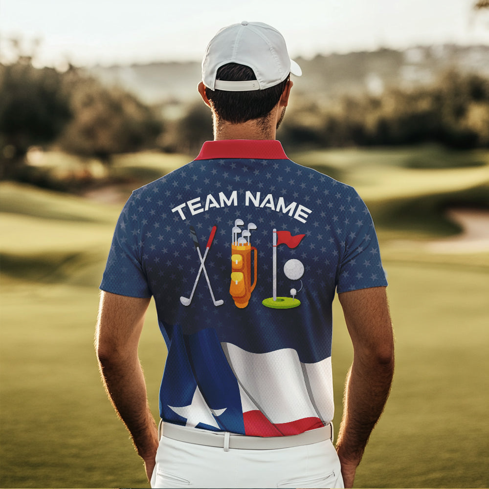 Texas Flag Golf Polo Shirts For Men Custom Team Name golf tops for mens, patriotic golf gifts NQS9769