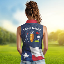 Load image into Gallery viewer, Texas Flag Womens golf shirts sleeveless Custom Team Name ladies golf tops, patriotic golf gifts NQS9769