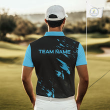 Load image into Gallery viewer, Black and Blue Golf polo shirts For Men Custom name mens golf outfits, gifts for golf lovers NQS10019