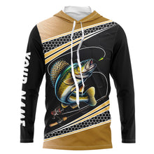 Load image into Gallery viewer, Walleye fishing yellow fish reaper sun protection custom performance long sleeve fishing shirts NQS3526