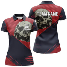 Load image into Gallery viewer, Personalized Red and navy Skull Bowling Shirts For Women, Bowling team League Jerseys NQS8352