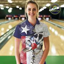 Load image into Gallery viewer, Smoke Texas Flag Gray Camo Bowling Polo, 1/4 Zip shirt for Women Custom patriotic Team bowling jersey NQS10532