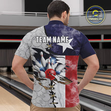 Load image into Gallery viewer, Smoke Texas Flag Gray Camo Bowling Polo, 1/4 Zip shirt for men Custom patriotic Team bowling jersey NQS10532