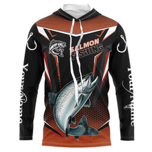 Load image into Gallery viewer, Black &amp; Orange Chinook Salmon Long Sleeve Fishing Shirt, Personalized Salmon Fishing Tounament Jersey NQS9773