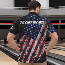 Load image into Gallery viewer, Smoke American Flag Black Bowling Camo shirts for men Custom patriotic Team bowling jersey NQS9779