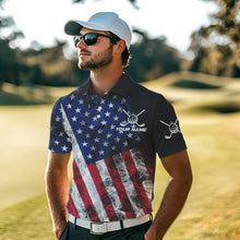 Load image into Gallery viewer, Smoke American Flag Black Golf Polo shirt for men Custom patriotic Team golf uniform jersey NQS9780