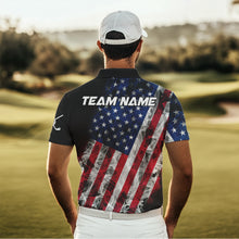 Load image into Gallery viewer, Smoke American Flag Black Golf Polo shirt for men Custom patriotic Team golf uniform jersey NQS9780