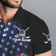 Load image into Gallery viewer, Smoke American Flag Black Golf Polo shirt for men Custom patriotic Team golf uniform jersey NQS9780