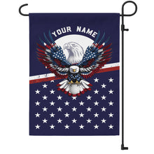 Load image into Gallery viewer, Red, white, and blue American flag Eagle patriotic Custom name Golf Garden Flag, unique golf gifts NQS9907
