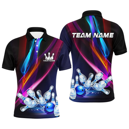 Colorful Lights Bowling Team jerseys Custom Bowling Polo, Quarter Zip Shirt For Men, gift for bowlers NQS7939