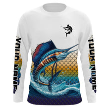 Load image into Gallery viewer, Sailfish Fishing jerseys, Sailfish scales Custom UV protection Long Sleeve Performance Fishing Shirts NQS6015