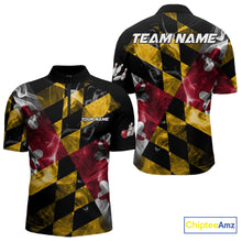 Load image into Gallery viewer, Smoke Maryland Flag Black Bowling Polo, 1/4 Zip shirt for men Custom patriotic Team bowling jersey NQS10322
