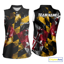 Load image into Gallery viewer, Smoke Maryland Flag Black Bowling Sleeveless Polo shirt Custom patriotic Team bowling jersey NQS10322