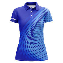 Load image into Gallery viewer, Womens golf polo shirts custom blue pattern sport golf attire for women, personalized golf gifts NQS6243