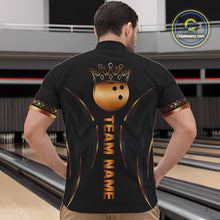 Load image into Gallery viewer, Black and Orange crown Bowling ball Polo, Quarter Zip Shirts for Men Custom Bowling Team jerseys NQS10538