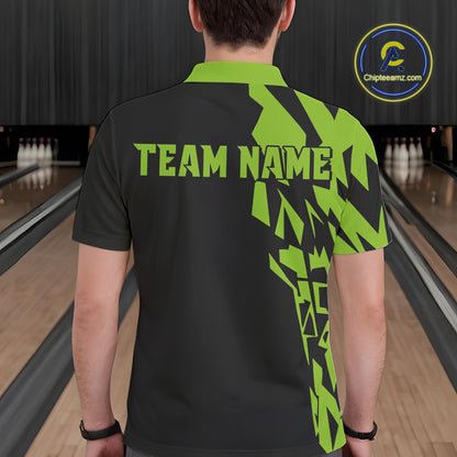 Black And Green Camo Custom Bowling Shirts For Men, Bowling Team Shirts NQS10753