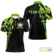 Load image into Gallery viewer, Black And Green Camo Custom Bowling Shirts For Men, Bowling Team Shirts NQS10753