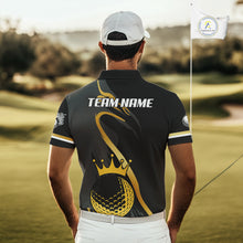 Load image into Gallery viewer, Black and Gold Crown Golf ball Men&#39;s golf polo shirts custom team golf tops for men NQS10757
