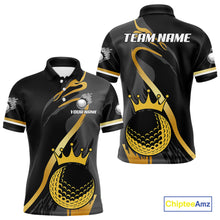 Load image into Gallery viewer, Black and Gold Crown Golf ball Men&#39;s golf polo shirts custom team golf tops for men NQS10757