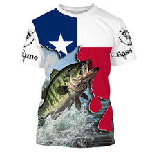 Load image into Gallery viewer, Texas Bass fishing UV protection Custom name long sleeves fishing shirt for adult and Kid NQS2714
