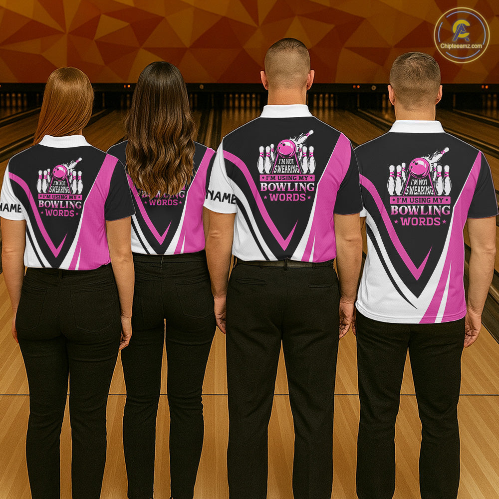 Custom Funny Bowling shirts for Women I'm not swearing, I'm using my bowling words Pink bowl shirts NQS11547