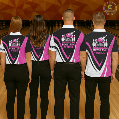 Custom Funny Bowling shirts for Women I'm not swearing, I'm using my bowling words Pink bowl shirts NQS11547