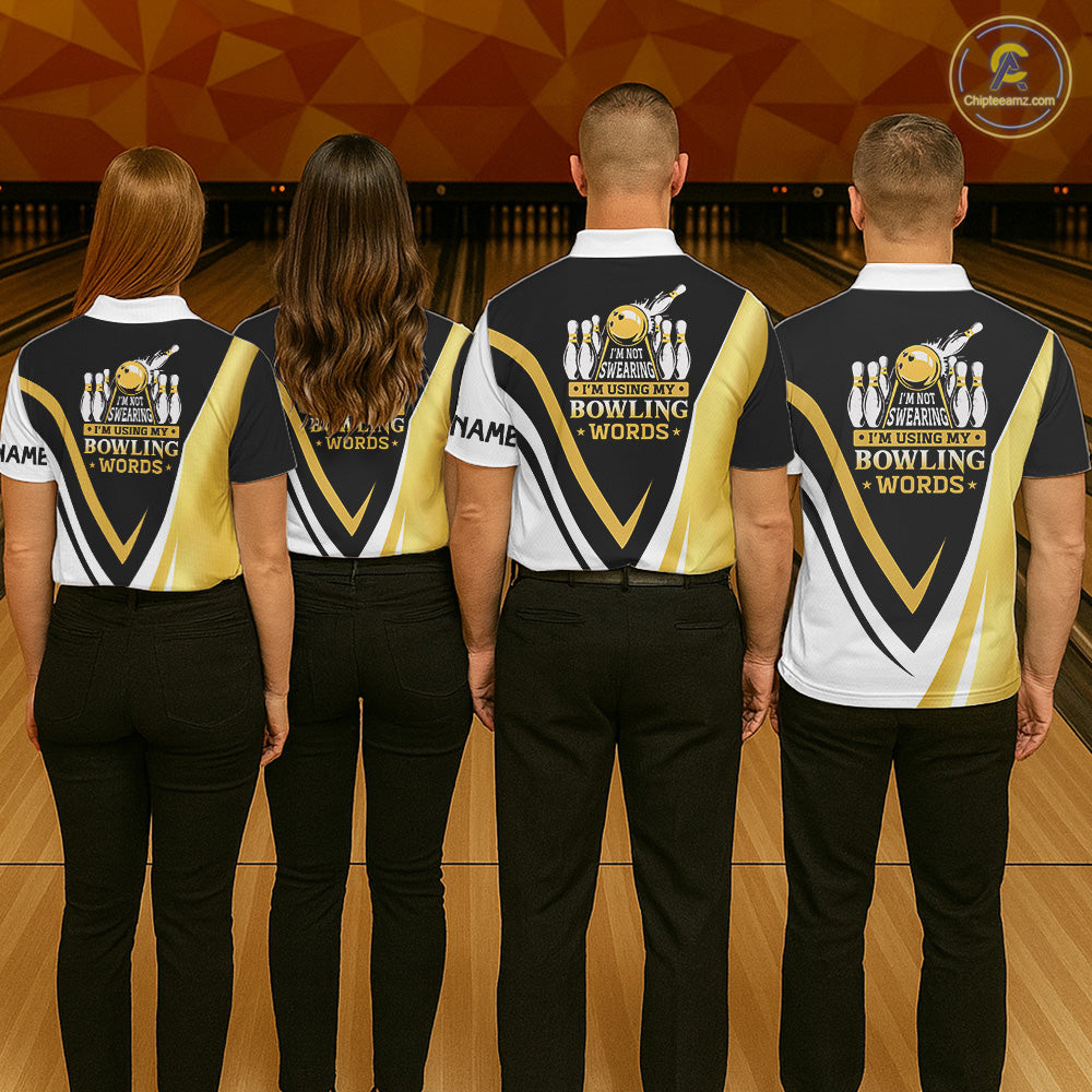 Custom Funny Bowling shirts for Women I'm not swearing, I'm using my bowling words Gold bowl shirts NQS11548