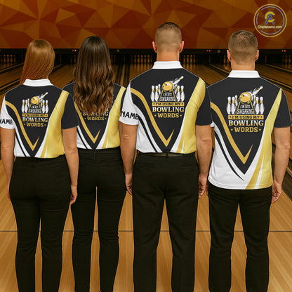Custom Funny Bowling shirts for Women I'm not swearing, I'm using my bowling words Gold bowl shirts NQS11548