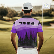 Load image into Gallery viewer, Purple pattern forest Mens Disc golf polo shirts Custom team disc golf jerseys for men NQS10028