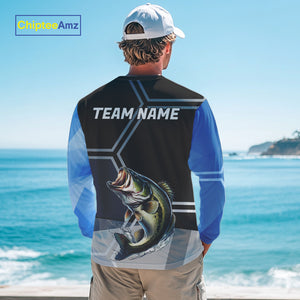 Black and Blue Bass Fishing custom Largemouth Bass Performance Long Sleeve sun protection Shirts NQS10031