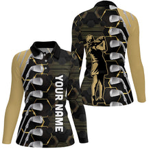 Load image into Gallery viewer, Yellow and Black golf clubs Womens golf polo shirts custom golf outfit men, personalized golf gifts NQS8137