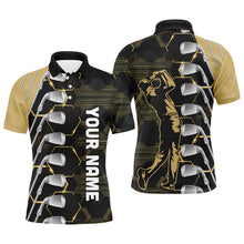 Load image into Gallery viewer, Yellow and Black golf clubs Mens golf polo shirts custom name golf outfit men, personalized golf gifts NQS8137