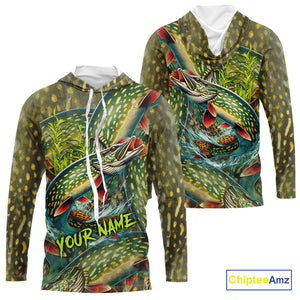 Personalized Northern Pike Fishing jerseys, Pike scales long sleeve fishing shirts uv protection NQS10333