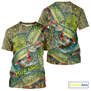 Personalized Northern Pike Fishing jerseys, Pike scales long sleeve fishing shirts uv protection NQS10333