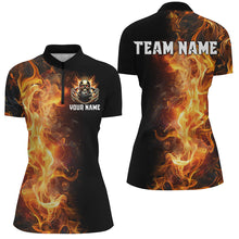 Load image into Gallery viewer, Flame Skull Black Bowling Shirts For Women Custom Team Bowling Jerseys, gift for bowlers NQS8369